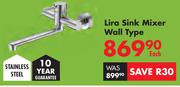 Diva Lira Sink Mixer (Wall Type)