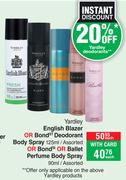 Yardley English Blazer Or Bond ST Deodorant Body Spray 125ml/Bond ST/Ballet Perfume Body Spray 90ml-