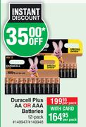 Duracell Plus AA Or AAA Batteries 12 Pack-Per Pack