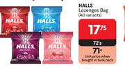 Halls Lozenges Bag (All Variants)-72's Pack