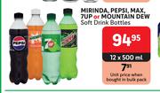 Mirinda, Pepsi, Max, 7Up Or Mountain Dew Soft Drink Bottles-12 x 500ml