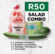 Lettuce Prepack, English Cucumber, Tomato Thriftpack 1kg, Avocado Salad Combo