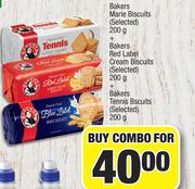 Bakers Marie Biscuits 200g+ Bakers Red Label Cream Biscuits 200g+Bakers Tennis Biscuits 200g-Combo