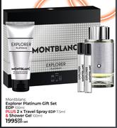 Montblanc Explorer Platinum Gift Set (EDP 100ml, 2 x Travel Spray EDP 7.5ml & Shower Gel 100ml)-Per