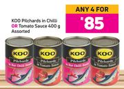 Koo Pilchards In Chilli Or Tomato Sauce-For 4 x 400g