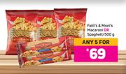 Fatti's & Moni's Macaroni Or Spaghetti-For 5 x 500g