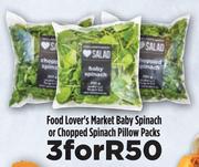 Food Lover's Market Baby Spinach Or Chopped Spinach Pillow Packs-For 3