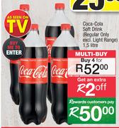 Cola-Cola Soft Drink (Regular Only Excl. Light Range)-For 4 x 1.5Ltr  