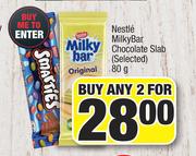 Nestle Milkybar Chocolate Slab (Selected)-For Any 2 x 80g