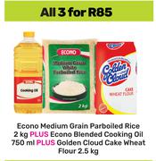Econo Medium Grain Parboiled Rice 2Kg+Econo Blended Cooking Oil 750ml-For 3