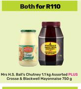 Mrs H.S.Ball's Chutney 1.1Kg + Crosse & Blackwell Mayonnaise 750g-Both For