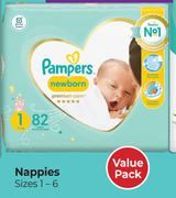 Pampers Premium Care Nappies Value Pack Sizes 1-6-For 2 Per Pack
