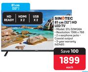 Sinotec 81cm (32") HD LED TV STL-32WG6A