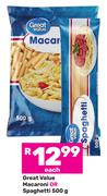 Great Value Macaroni Or Spaghetti-500g Each