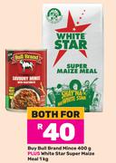 Bull Brand Mince 400g Plus White Star Super Maize Meal 1Kg-Both For