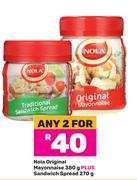 Nola Original Mayonnaise 380g Plus Sandwich Spread 270g-For Any 2