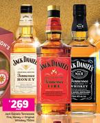 Jack Daniels Tennessee Fire, Honey Or Original Whisky-750ml Each