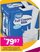 Great Value Long Life UHT Process Milk 6 x 1Ltr- Per Pack