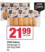 Spar Bakery Hamburger Or Hot Dog Rolls-6s Per Pack