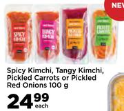 Spicy Kimchi, Tangy Kimchi, Pickled Carrots Or Pickled Red Onions-100g Each