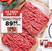 Food Lover's Extra Lean Beef Mince-2 x 500g Per Pack