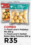 1 x Food Lover's Potjiekos Mix 650g , 1 x Food Lover's Herbed Butter Baby Potatoes 600g Combo