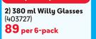 Consol 380ml Willy Glasses-Per 6 Pack