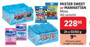 Mister Sweet Or Manhattan Minis (All Variants)-24 x 50/60g