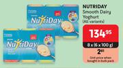 Nutriday Smooth Dairy Yoghurt (All Variants)-8 x 6 x 100g