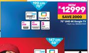 TCL 75"(190cm) UHD 4K Google TV 65P635