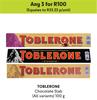 Toblerone Chocolate Slab (All Variants)-For Any 3 x 100g