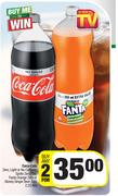 Coca Cola Zero,Light Or No Caffeine,Sprite Zero,Tab,Fanta Orange Zero Or Stoney Ginger Beer-2x2.25L