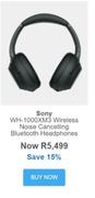 Sony WH-1000XM3 Wireless Noise Cancelling Bluetooth Headphones