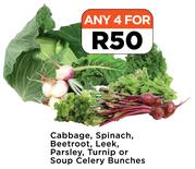 Cabbage, Spinach, Beetroot, Leek, Parsley, Turnip Or Soup Celery Bunches-For 4