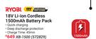 Ryobi 18V Li-Ion Cordless 1500 mAh Battery Pack XB-1500
