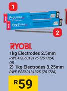 Ryobi 1Kg Electrodes 2.5mm RWE-PSE6013125 Or 1Kg Electrodes 3.25mm RWE-PSE60131325