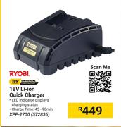 Ryobi 18V Li-Ion Quick Charger XPP-2700