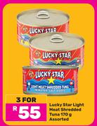 Lucky Star Light Meat Shredded Tuna Assorted-For 3 x 170g