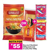 2 x Sunblest Pasta 500g & 2 x Lucky Star 155g-Both For