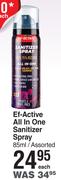 EF-Active All In One Sanitizer Spray Assorted-85ml Each