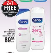 Sanex Shower & Bath Gel Assorted-750ml Each
