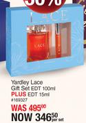 Yardley Lace Gift Set EDT 100ml Plus EDT 15ml-Per Set