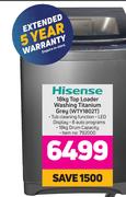 Hisense 18Kg Top Loader Washing Titanium Grey WTY1802T