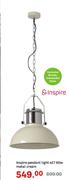 Inspire E27 30W Metal Cream Pendant Light