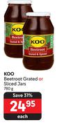 Koo Beetroot Grated Or Sliced Jars-780g Each