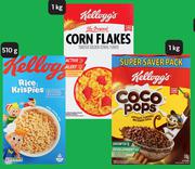 Kellogg's Corn Flakes 1Kg, Coco Pops 1kg And Rice Krispies 510g-For All 3