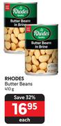 Rhodes Butter Beans-410g Each