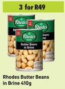Rhodes Butter Beans In Brine 410g- For 3
