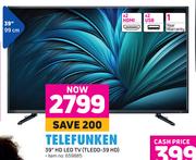 Telefunken 39"(99cm) HD LED TV TLEDD-39HD