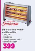 Sunbeam 3-Bar Ceramic Heater And Humidifier 666284